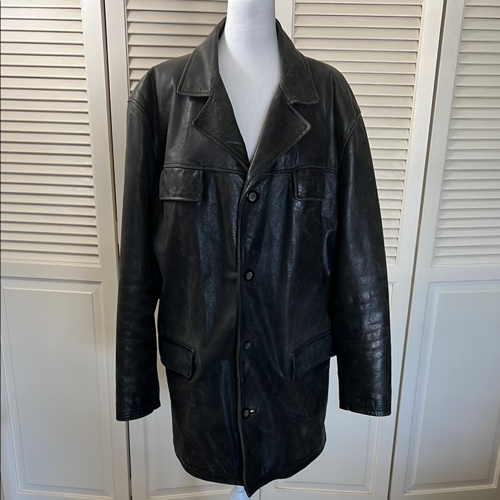 GUESS Vintage Men's Black Leather Jacket